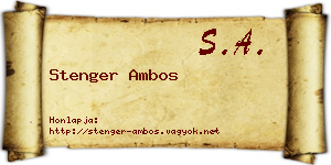 Stenger Ambos névjegykártya
